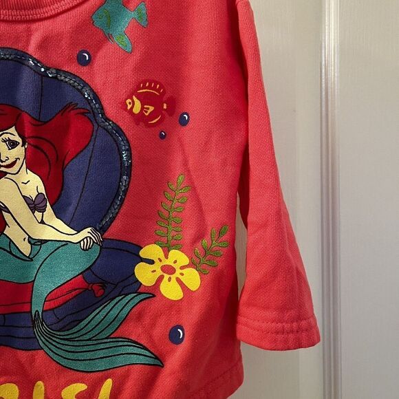 Vintage Disney The Little Mermaid Ariel Sweatshirt Pink Sequins USA Girls SZ 2T - Picture 6 of 15